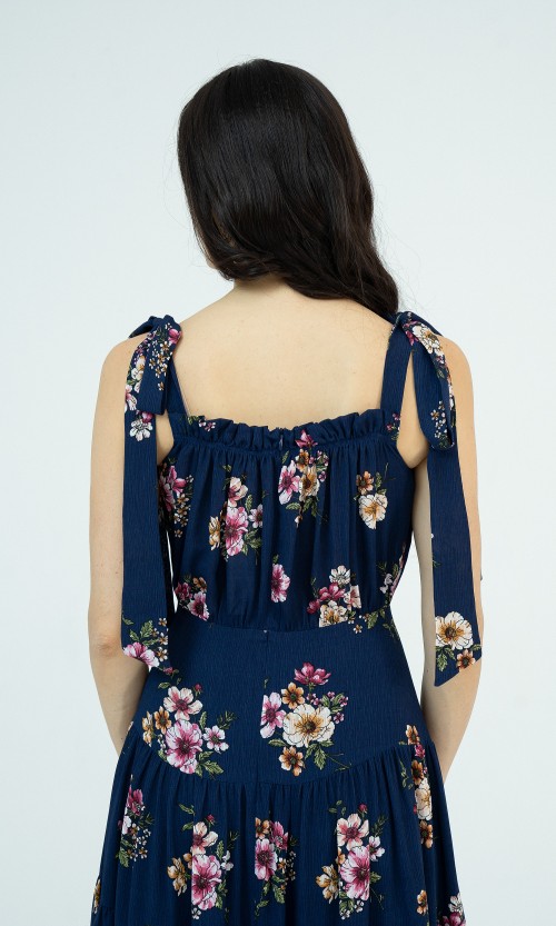 G-Navy Floral Maxi Woven Dress